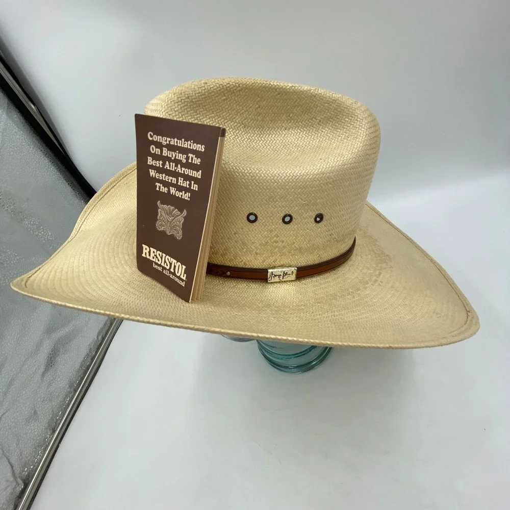 Resistol Mens 7 1/8 George Strait Collection Straw Cowboy Hat Tan Western Rodeo